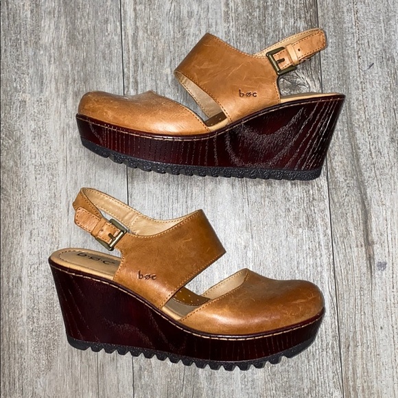 Boc Leather Slingback Wedges